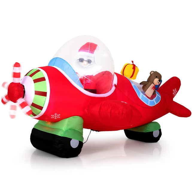 Inflatable Santa in Airplane with LED Lights, 220 cm