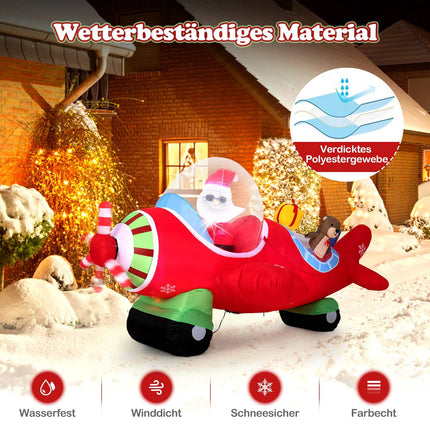 Inflatable Santa in Airplane with LED Lights, 220 cm