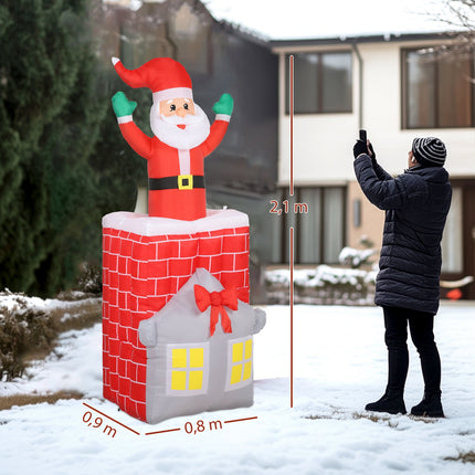 Inflatable Santa in Chimney with LEDs and Blower