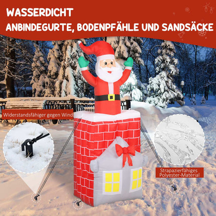 Inflatable Santa in Chimney with LEDs and Blower