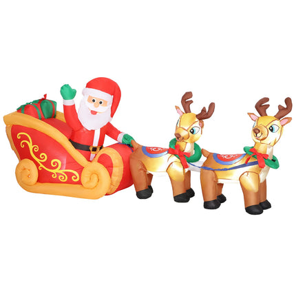 Inflatable Santa in Sleigh Christmas Decoration, Polyester