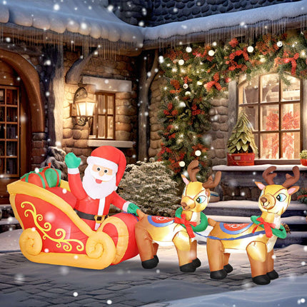 Inflatable Santa in Sleigh Christmas Decoration, Polyester