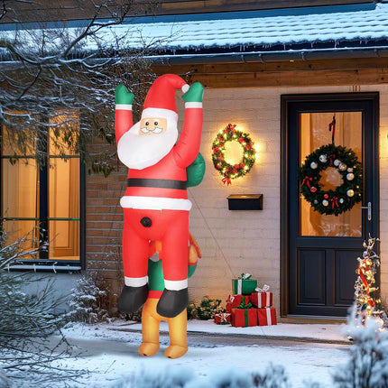 Inflatable Santa with Dog and LED Lights, 214 cm