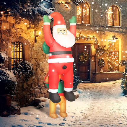 Inflatable Santa with Dog and LED Lights, 214 cm