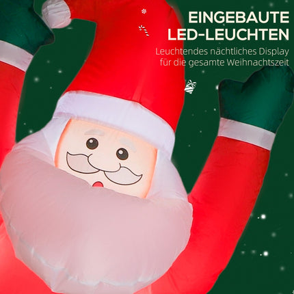 Inflatable Santa with Dog and LED Lights, 214 cm