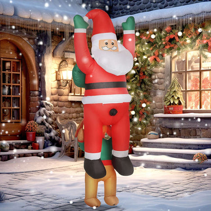 Inflatable Santa with Dog and LED Lights, 214 cm