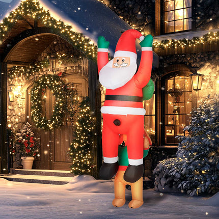Inflatable Santa with Dog and LED Lights, 214 cm