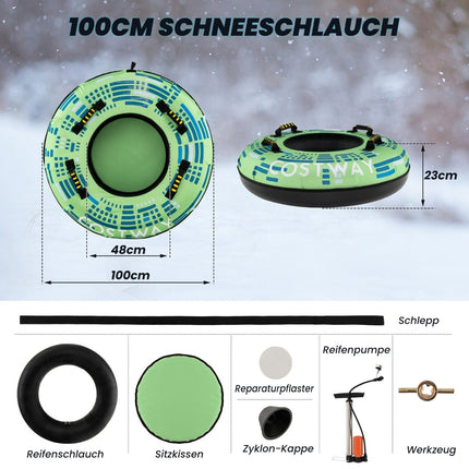 Inflatable Snow Sled with Tow Rope & Pump, Ø100 cm