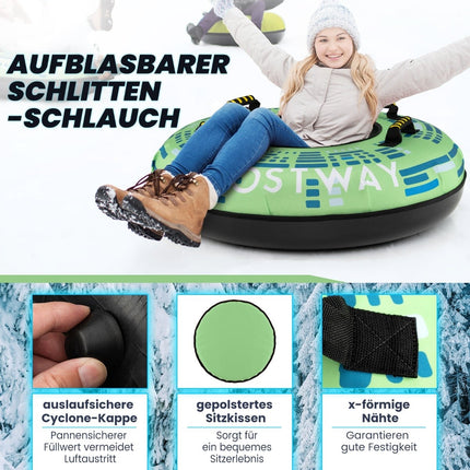 Inflatable Snow Sled with Tow Rope & Pump, Ø100 cm