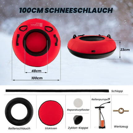 Inflatable Snow Tube 100cm with Pump & Tow Rope