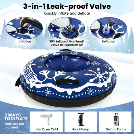 Inflatable Snow Tube 42 Inch With Detachable Tow Strap