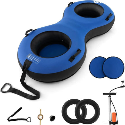 Inflatable Snow Tube for 2, 200cm, Heavy-Duty, Blue