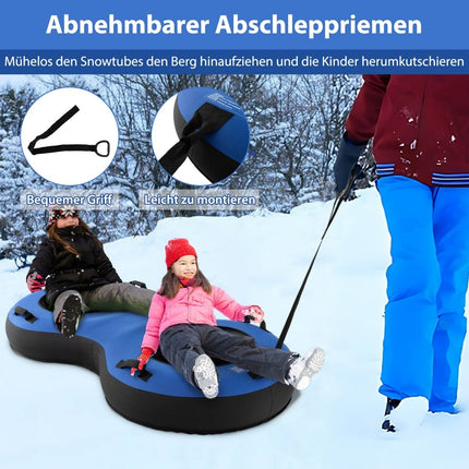 Inflatable Snow Tube for 2, 200cm, Heavy-Duty, Blue