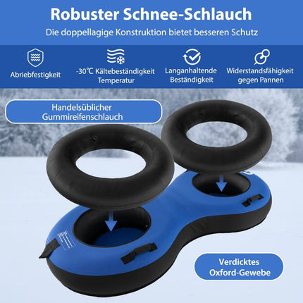 Inflatable Snow Tube for 2, 200cm, Heavy-Duty, Blue
