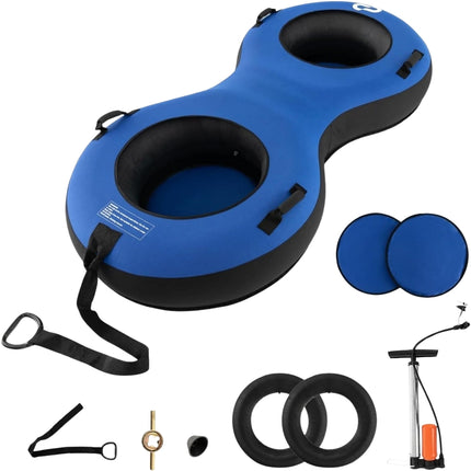 Inflatable Snow Tube for 2, 200cm, Heavy-Duty, Blue
