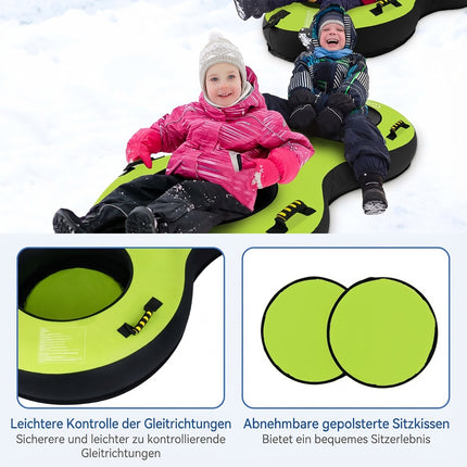 Inflatable Snow Tube for 2, Green, Includes Pump & Handles