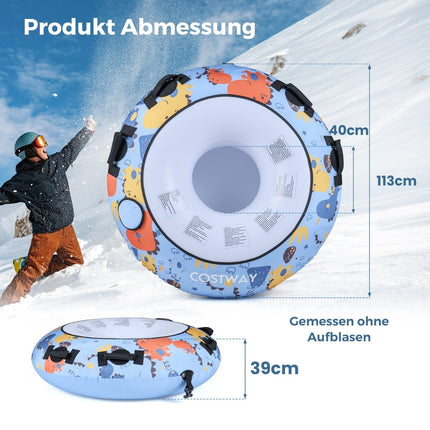 Inflatable Snow Tube with Handles & Pump – 132cm, 100kg Capacity