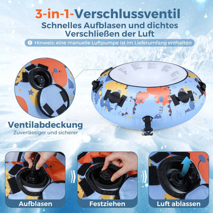 Inflatable Snow Tube with Handles & Pump – 132cm, 100kg Capacity