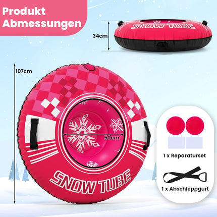 Inflatable Snow Tube with Handles & Tow Rope, Pink