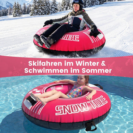 Inflatable Snow Tube with Handles & Tow Rope, Pink
