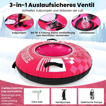Inflatable Snow Tube with Handles & Tow Rope, Pink