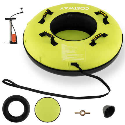 Inflatable Snow Tube with Tow Rope & Pump, 100cm, Green