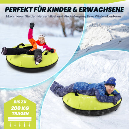 Inflatable Snow Tube with Tow Rope & Pump, 100cm, Green