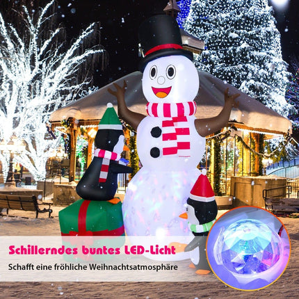 Inflatable Snowman with Penguins, LED Lights, 180 cm