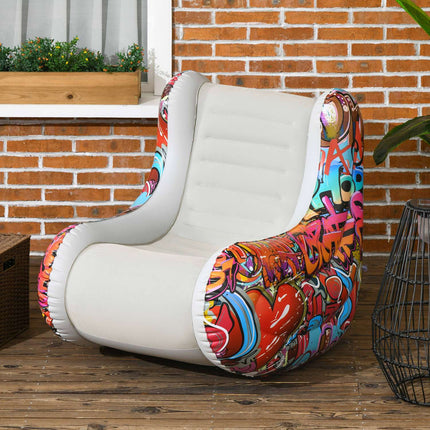 Inflatable Camping & Home Air Sofa Chair, rocking, light grey