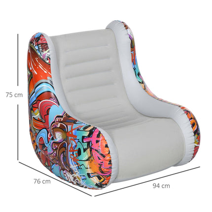 Inflatable Camping & Home Air Sofa Chair, rocking, light grey