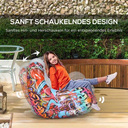 Inflatable Camping & Home Air Sofa Chair, rocking, light grey
