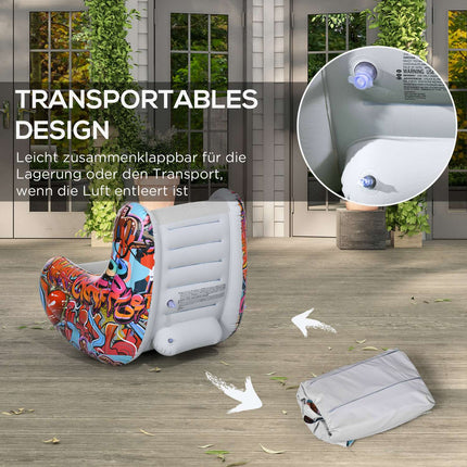 Inflatable Camping & Home Air Sofa Chair, rocking, light grey