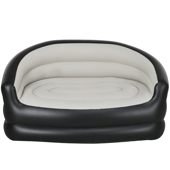 Opblaasbare Bank Opblaasbare Bank Met Zacht Pluche Voor 2 Personen, Binnen En Buiten, Lichtgrijs, 125X100X87Cm