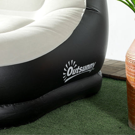 Inflatable sofa with footstool & cup holder, light grey