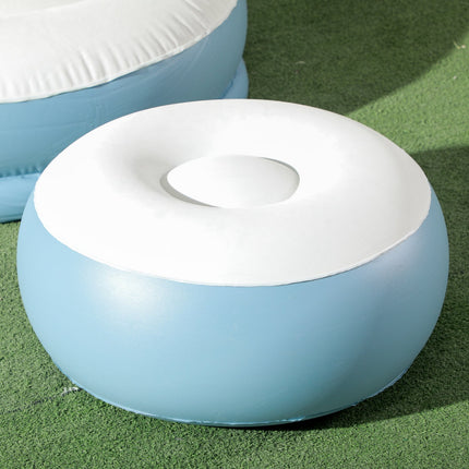 Inflatable sofa with footstool and cup holder, white 125x100x87 cm