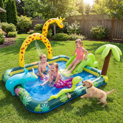 Inflatable Splash Pool Play Center With Slide, Sprinkler