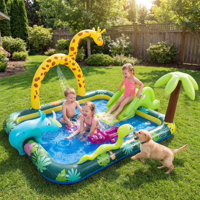 Inflatable Splash Pool Play Center With Slide, Sprinkler