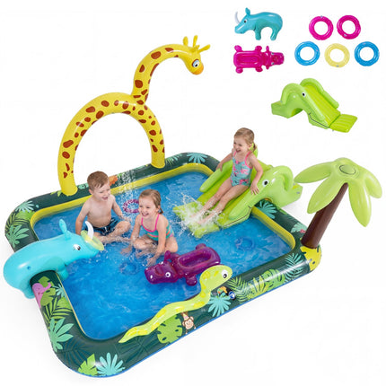 Inflatable Splash Pool Play Center With Slide, Sprinkler