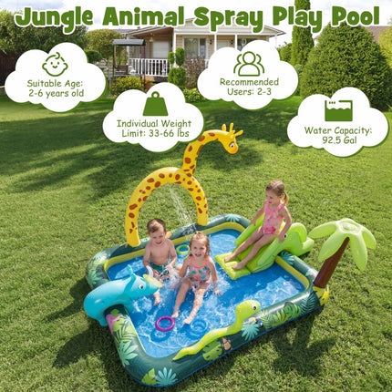 Inflatable Splash Pool Play Center With Slide, Sprinkler