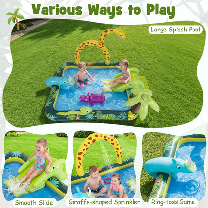 Inflatable Splash Pool Play Center With Slide, Sprinkler