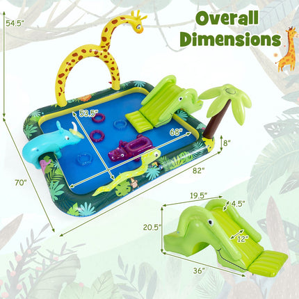 Inflatable Splash Pool Play Center With Slide, Sprinkler
