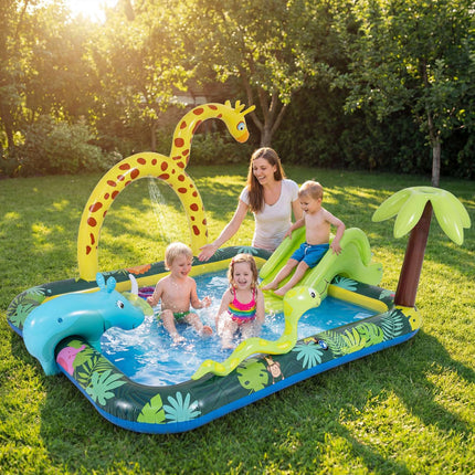 Inflatable Splash Pool Play Center With Slide, Sprinkler