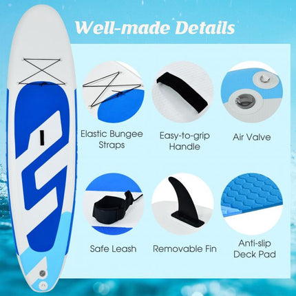 Inflatable Stand Up Paddle Board 10 Ft, Paddle, Pump Bag