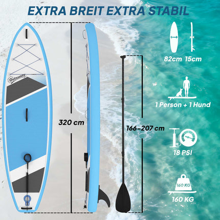 Inflatable Stand Up Paddle Board, 320x82 cm, 160 kg Capacity