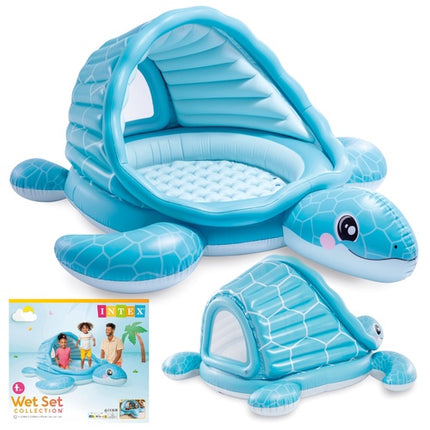 Inflatable Turtle Pool with Roof – 218 x 206 x 97 cm