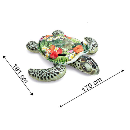 Inflatable Turtle Water Mattress with Handles, 191x170 cm
