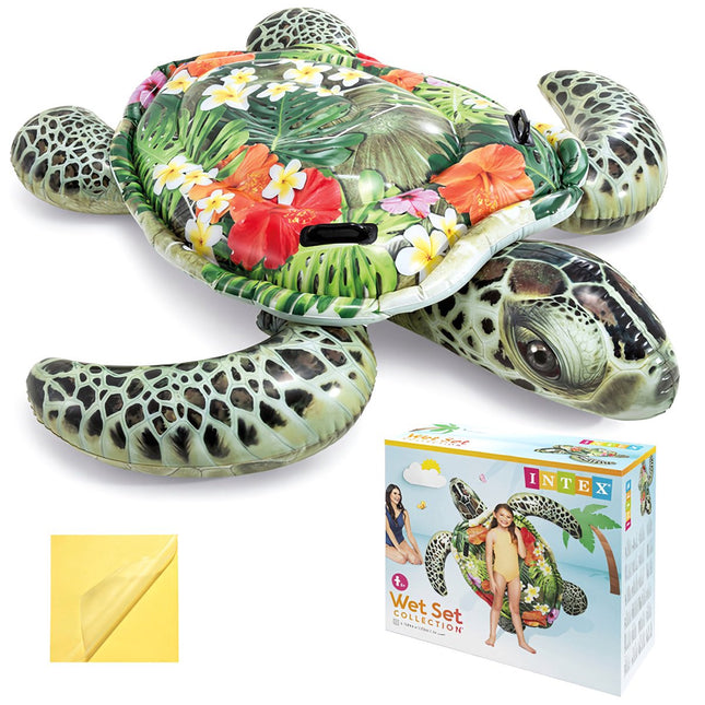 Inflatable Turtle Water Mattress with Handles, 191x170 cm