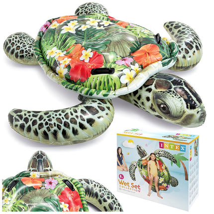 Inflatable Turtle Water Mattress with Handles, 191x170 cm