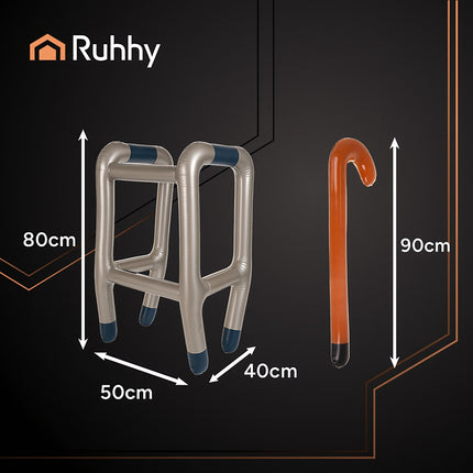 Inflatable Walker and Cane Set with Pump, Costume Accessory