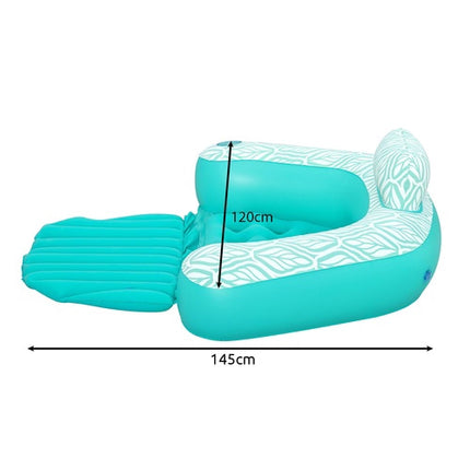 Inflatable Water Mattress Chair with Cup Holder, 145x120 cm